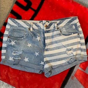 Forever 21 Denim American Flag Shorts